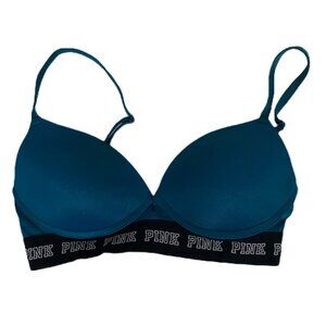 PINK Wear Everywhere Wireless Push-up Bra in Teal -  Size 32C